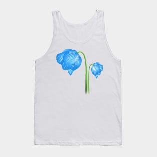 Blue Poppy Flower Tank Top